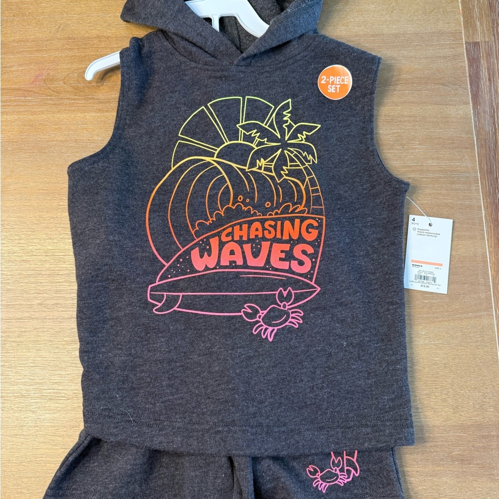 Kohl's Black Sleeveless Hoodie and Shorts Set